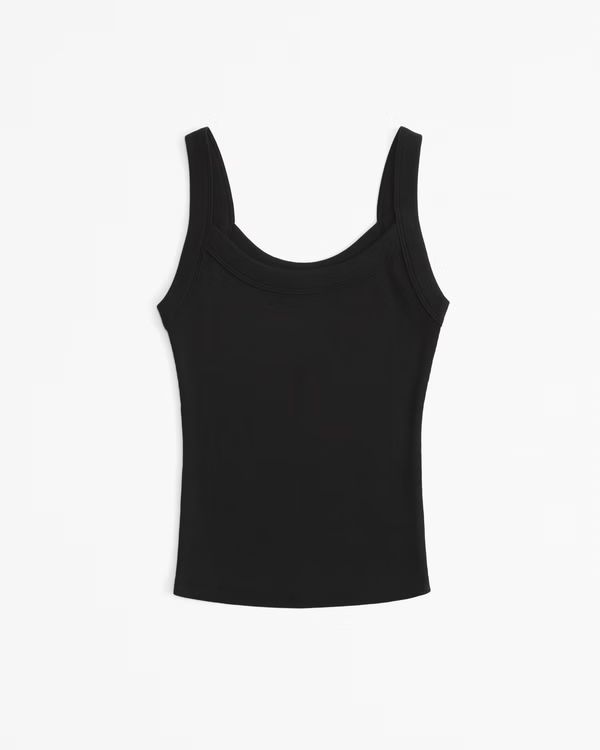 Essential Tuckable Straight-Neck Rib Tank | Abercrombie & Fitch (US)