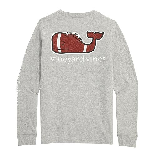Vineyard Vines Boys' Long-Sleeve Football Whale Pocket Tee, Grey Heather, L | Amazon (US)