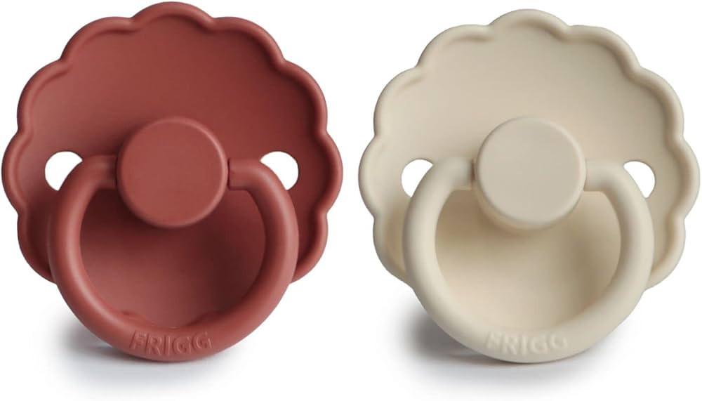 FRIGG Daisy SilkySoft Silicone Baby Pacifier | Made in Denmark | BPA-Free (Baked Clay/Cream, 6-18 Mo | Amazon (US)