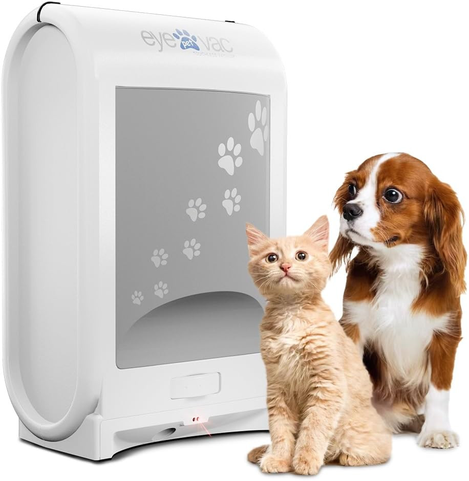 EyeVac Pet Touchless Vacuum Automatic Dustpan - Ultra Fast & Powerful - Great for Sweeping Cat Dog Pet Hair Food Dirt Kitchen, Corded Canister Vacuum, Bagless, Automatic Sensors, 1400 Watt (White) | Amazon (US)