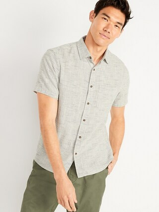 Regular-Fit Everyday Micro-Stripe Short-Sleeve Shirt for Men | Old Navy (US)