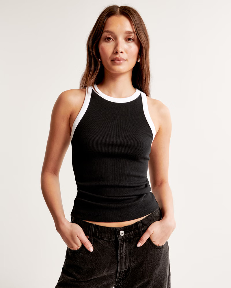 Essential Tuckable High-Neck Rib Tank | Abercrombie & Fitch (US)