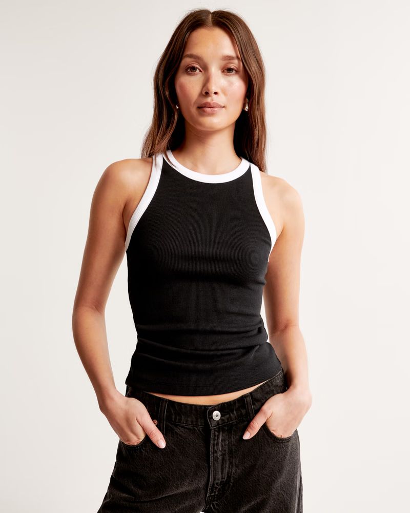 Essential Tuckable High-Neck Rib Tank | Abercrombie & Fitch (US)