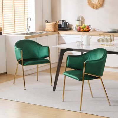 Velvet Upholstered Dining Chairs Set of 2 with Metal Frame for Dining Room or Kitchen | Target