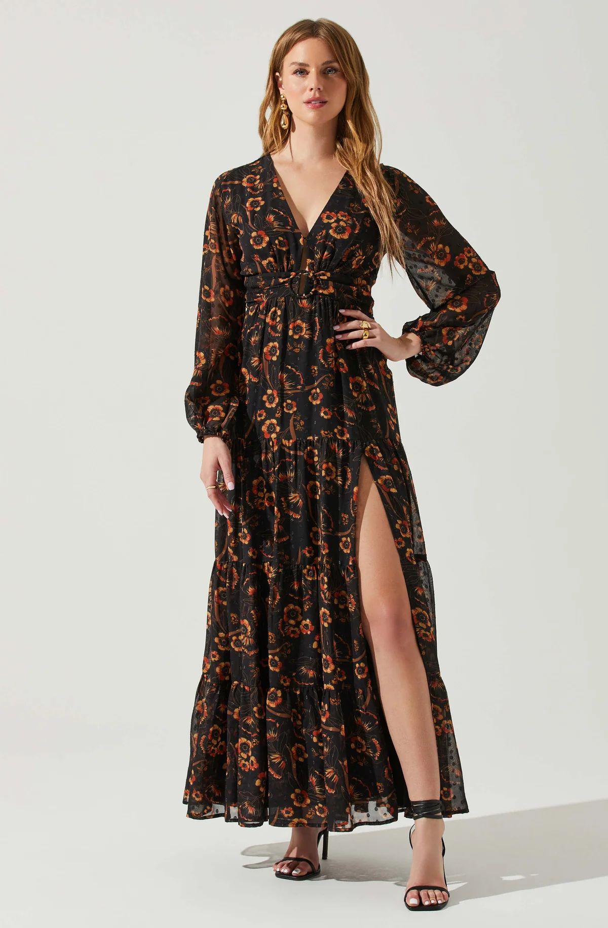 Trinity Long Sleeve Backless Floral Dress | ASTR The Label (US)