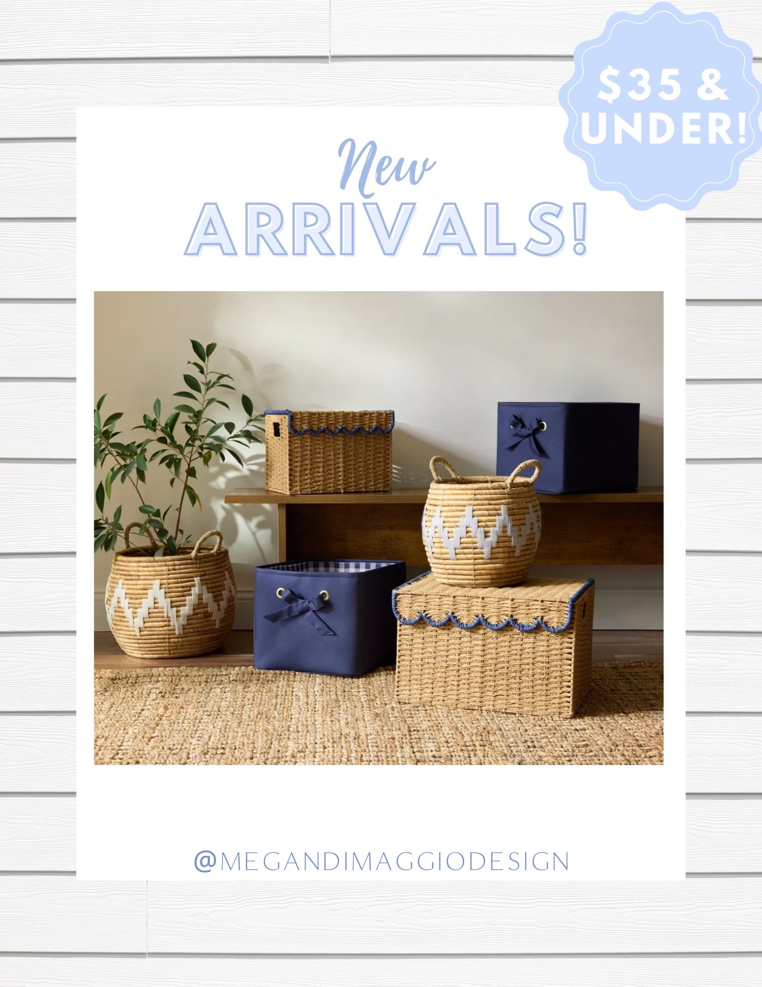 Love these new pretty & affordable storage baskets & bins!! The navy bin has a pretty gingham interior and bow on the outside! And how cute is this scalloped one?! Available in multiple sizes and $35 & under!

#LTKFindsUnder50 #LTKFamily #LTKHome