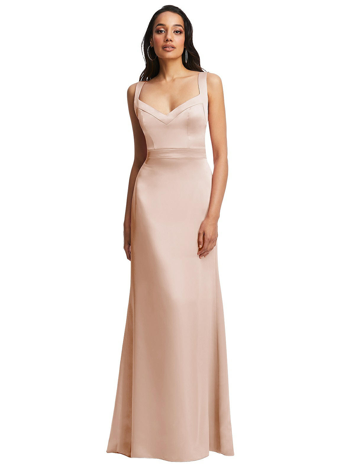 Framed Bodice Criss Criss Open Back A-Line Maxi Dress | The Dessy Group