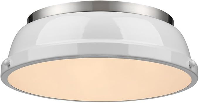 Golden Lighting 3602-14 PW-WH Duncan Flush Mount, Pewter with White Shade | Amazon (US)