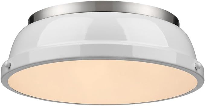 Golden Lighting 3602-14 PW-WH Duncan Flush Mount, Pewter with White Shade | Amazon (US)