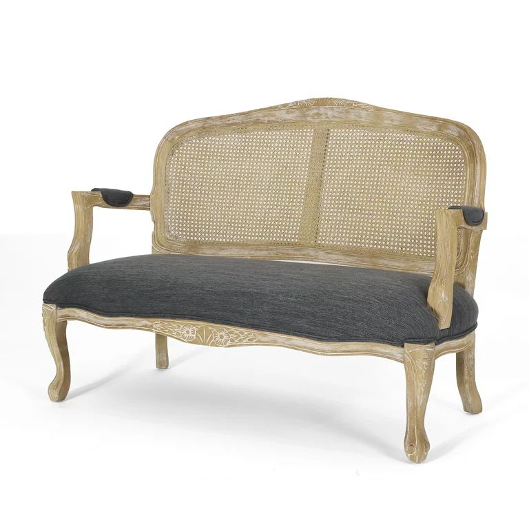 Wistar French Country Wood and Cane Loveseat, Charcoal and Natural | Walmart (US)
