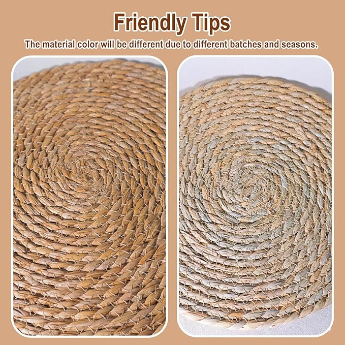 Round Woven Placemats 12 inch Set of 10 - Boho Rattan Placemats Natural Water Hyacinth Placemat, ... | Amazon (US)