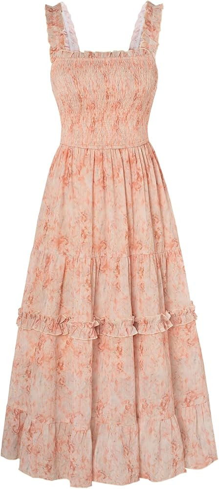 SCARLET DARKNESS Floral Dress for Women 2026 Flowy Sundress Smocked Cottagecore Dresses | Amazon (US)