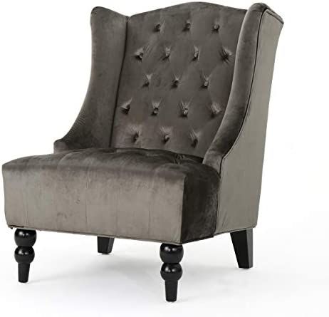 Christopher Knight Home Toddman High-Back Velvet Club Chair, Grey | Amazon (US)