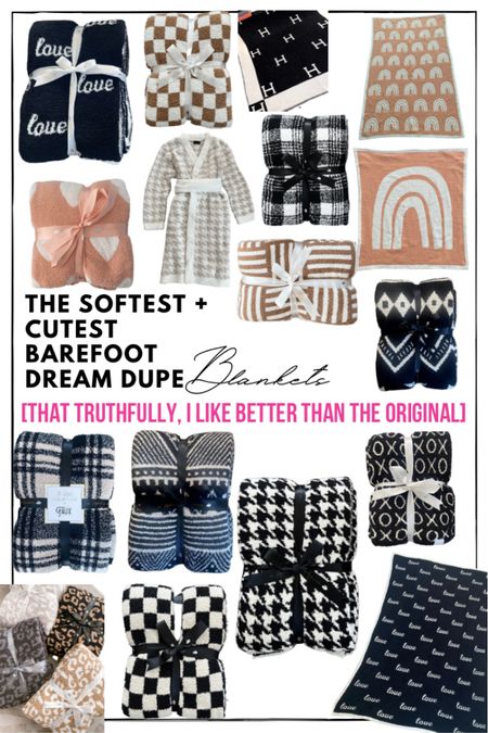 The BEST barefoot dream dupe blankets! They are buttery soft, wash well, and come in a bunch of adorable and fun patterns! Also on sale right now!

#LTKsalealert #LTKhome #LTKfamily