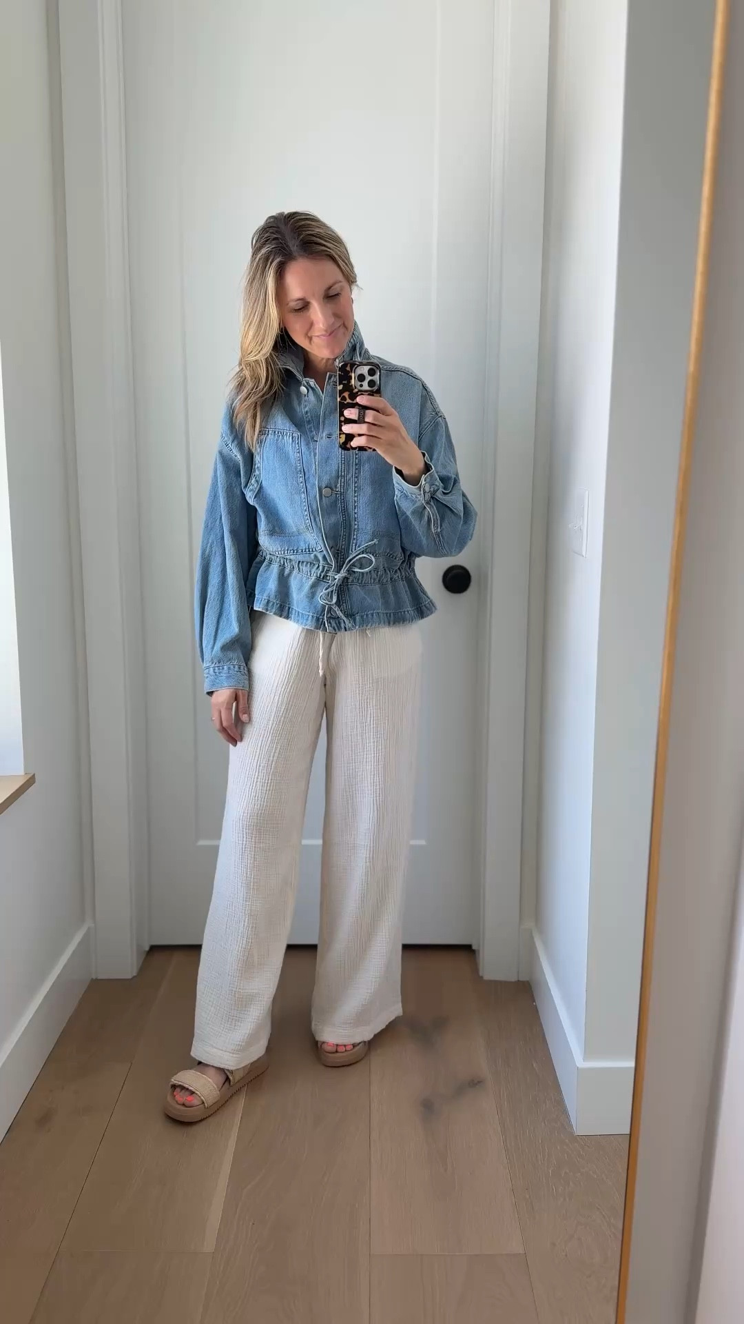 This soft denim cinch waist jacket on sale!! 

#LTKSaleAlert