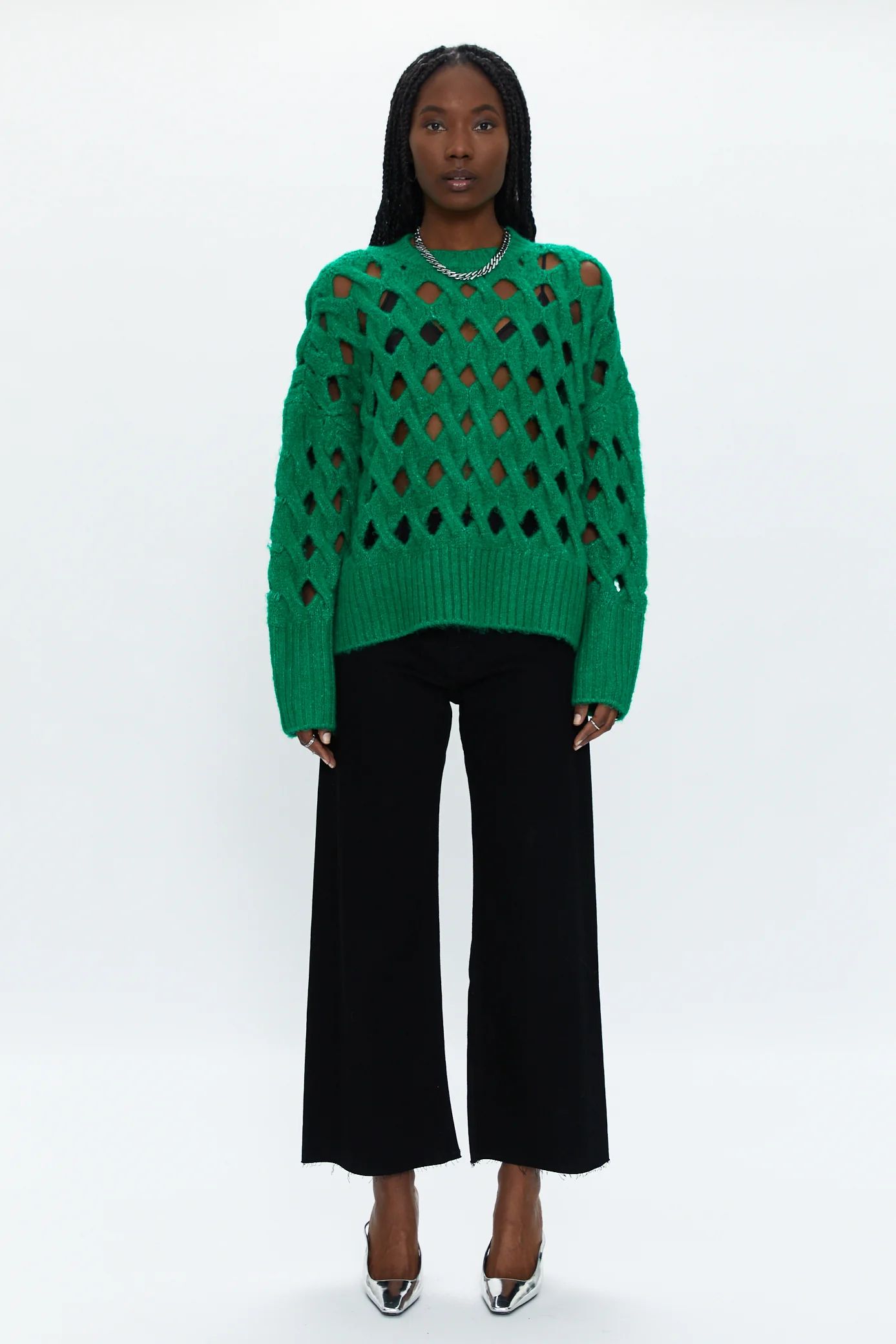 Darya Open Knit Pullover Sweater - Evergreen | Pistola Denim