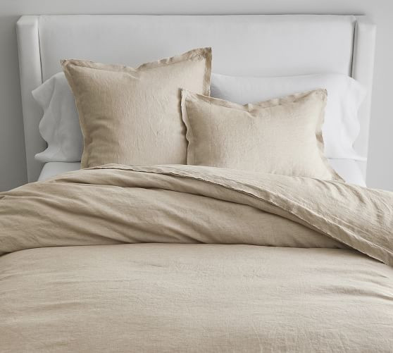 Belgian Flax Linen Double Flange Duvet Cover | Pottery Barn (US)