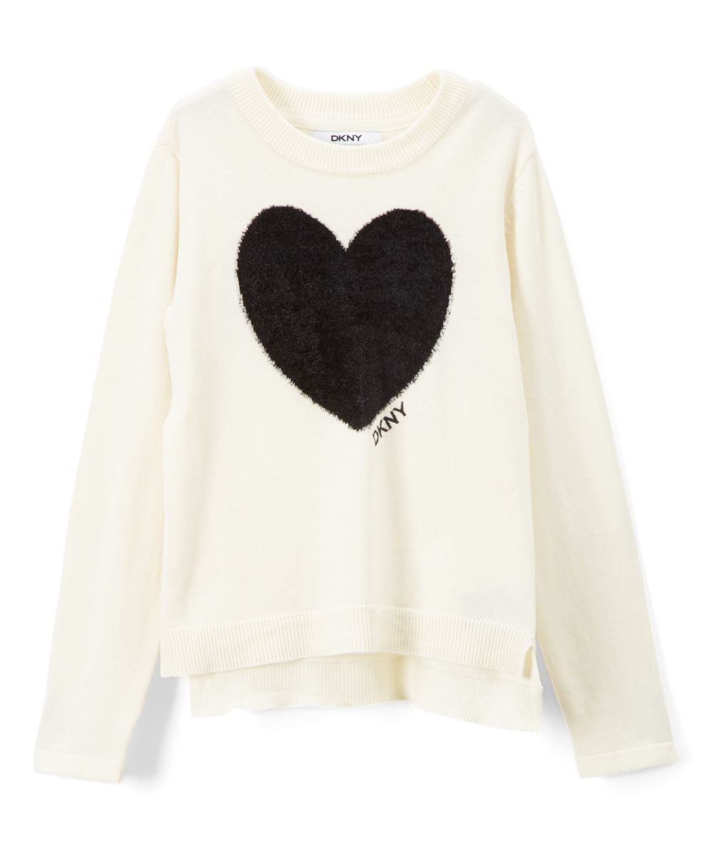 DKNY Girls' Pullover Sweaters VANILLA - Vanilla Ice Heart Sweater - Girls | Zulily