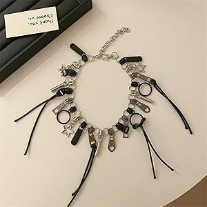 Alloy Necklace, Cool Zipper Neckchain Fringe Chain Hip Hop Collarbone Chains Unisex Jewelry | Amazon (US)