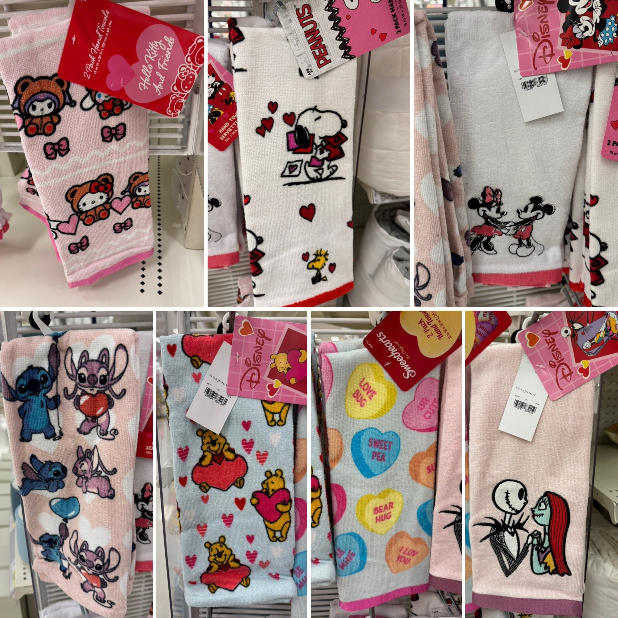 Character Valentines Day towels. 2 pack. Choose from Hello Kitty, snoopy, Mickey & Minnie, Stitch, Winnie the Pooh, conversation hearts, and Jack & Sally!

#LTKSeasonal #LTKHome
