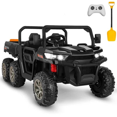 24V 2 Seater Ride On Dump Truck with Remote Control , Electric UTV Car with Electric Dump Bed, 4WD Power Ride Cars W/6 Wheels Ride On Toys with Shovel | Wayfair North America