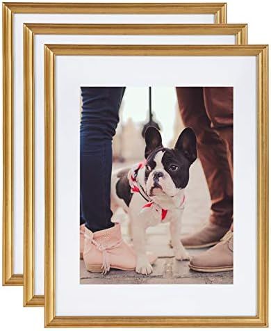 Kate and Laurel Adlynn Wall Picture Frame Set, 14" x 18" matted to 11" x 14", Gold, Set of 3 | Amazon (US)