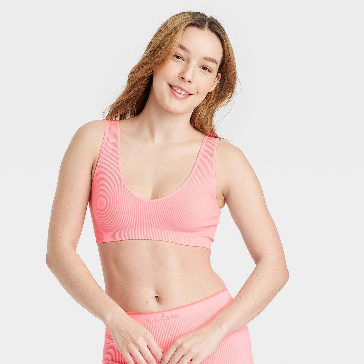 Women's Reversible Neckline Seamless Bralette - Colsie™ Pink S | Target