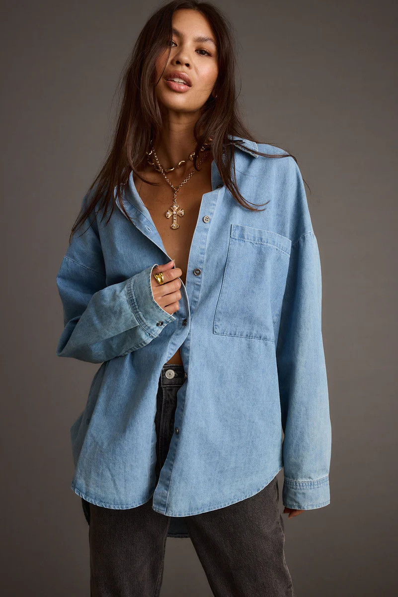 Springsteen Chambray Oversized Button Down Shirt | 12th Tribe
