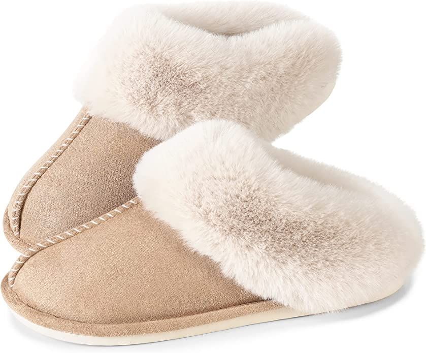 Womens Slippers Cozy Warm Winter Slip On House Shoes Fluffy Soft Memory Foam Comfy Faux Fur Plush... | Amazon (US)