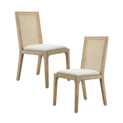 Dining Chair Pair 2 - Solid Wood, Cane-Backed, Upholstered Seat With Cushion, Assembly Required Tools Of Two Chairs Wood Frame, Synthetic Cane Back, | Wayfair North America