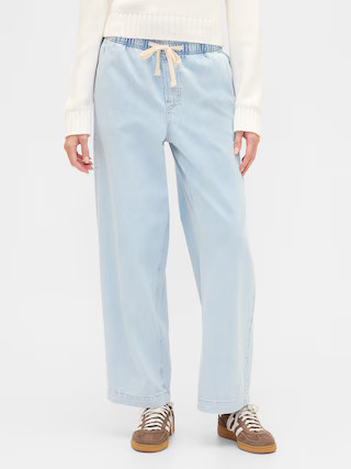 High Rise Pull-On Wide-Leg Jeans | Gap Factory