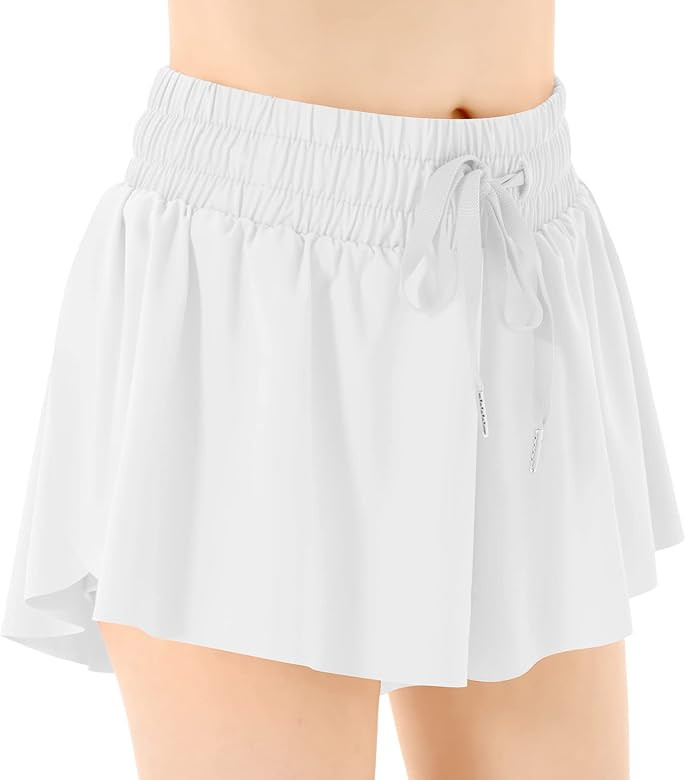 Girls Flowy Shorts Butterfly Shorts with Pocket 2-in-1 Athletic Shorts Running Shorts for Girls K... | Amazon (US)