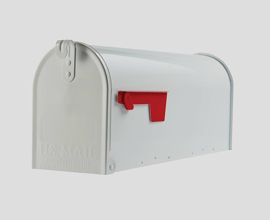 SoB Medium White Galvanized Steel Post-Mount Mailbox - 6.92in. W x 8.87in. H x 20.05in. L - Mailb... | Amazon (US)