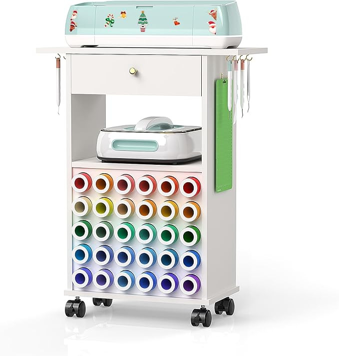 Craft Organization and Storage Rolling Cart Compatible with All Cricut Machines, Craft Table with... | Amazon (US)