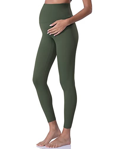 POSHDIVAH Women's Maternity Leggings Over The Belly Pregnancy Yoga Pants Active Wear Workout Leggings Army Green Small | Amazon (US)