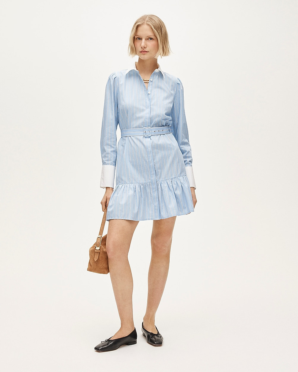 Tiered shirt-dress in striped cotton poplin | J. Crew US