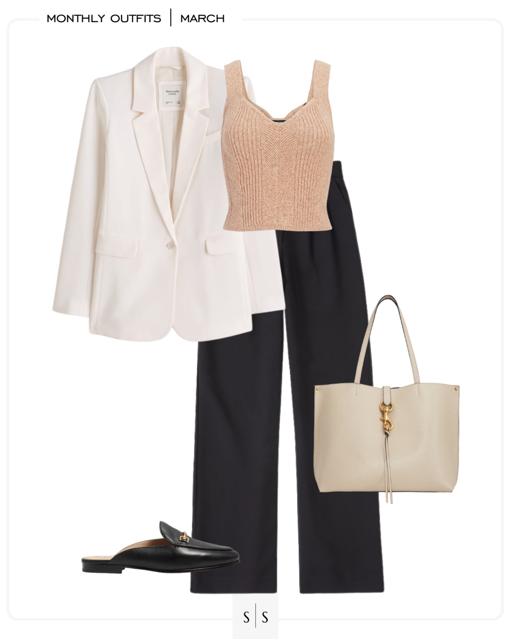 Monthly outfit planner : MARCH looks | #workwear #widelegtrouser #blazerstyle #casualchic #springoutfit | See entire calendar on thesarahstories.com ✨

#LTKstyletip #LTKworkwear