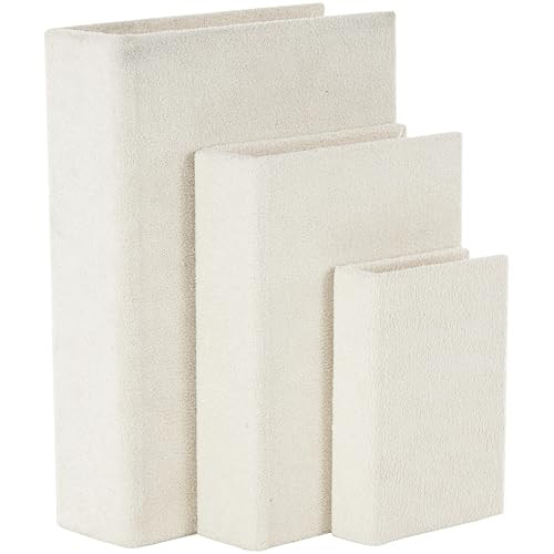 Deco 79 Fabric Decorative Box Storage Book Decorative Keepsake Box, Set of 3 Storage Box 12.05", 9.25", 6.45" H, Cream | Amazon (US)