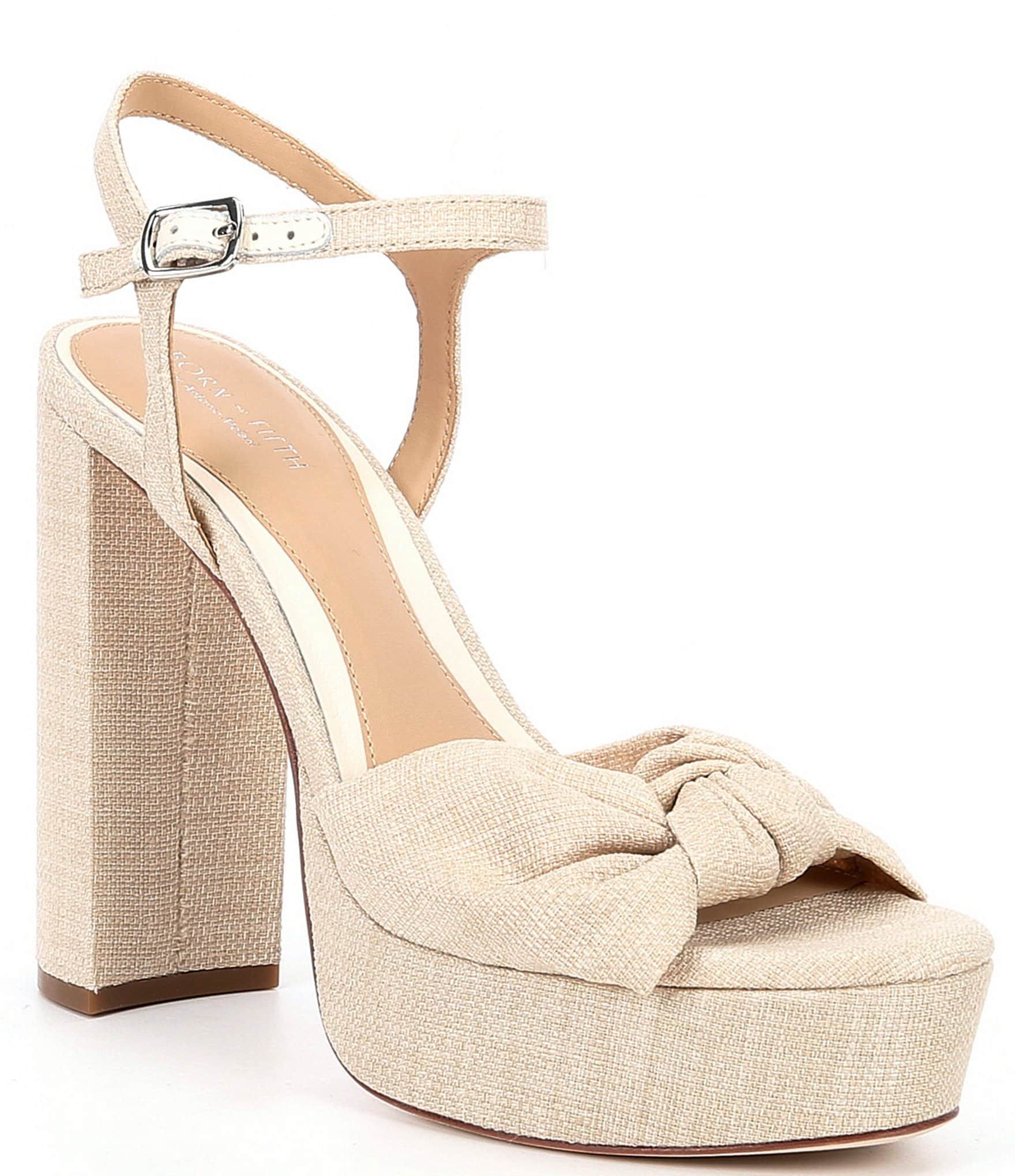 x Born on Fifth Laurie Linen Knotted Detail Ankle Strap Platform Dress Sandals | Dillard's