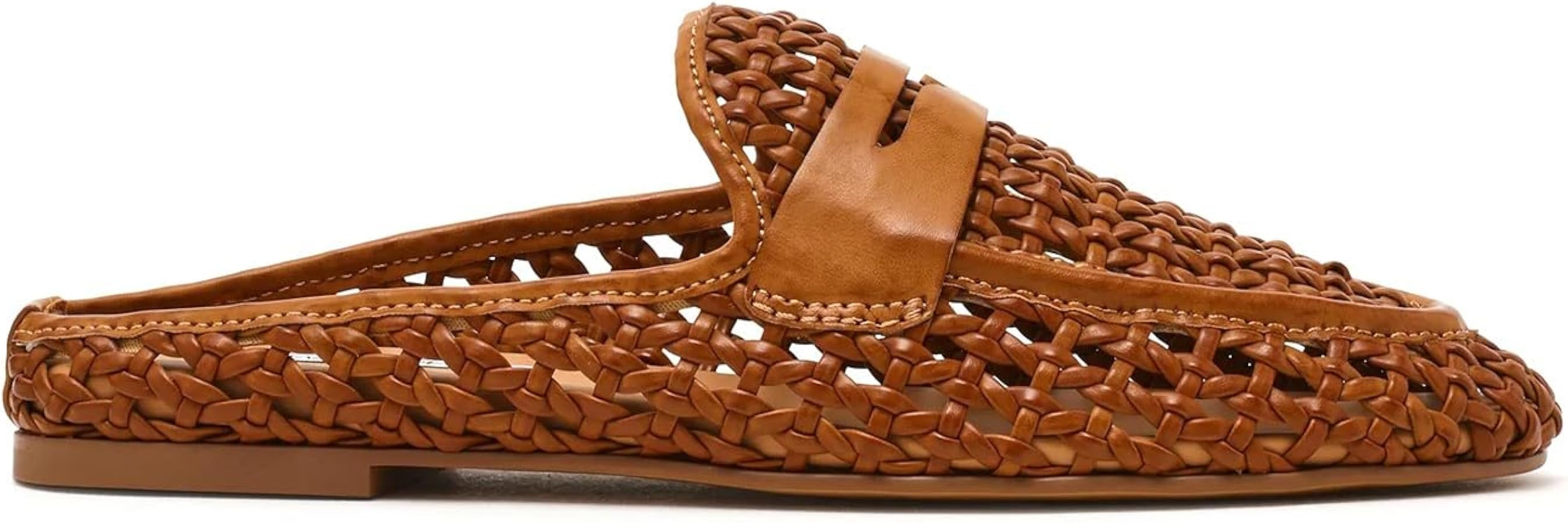 Mules for Women Woven Slip-On Flats Comfortable Round Toe Backless Slides Loafers for Business Ca... | Amazon (US)