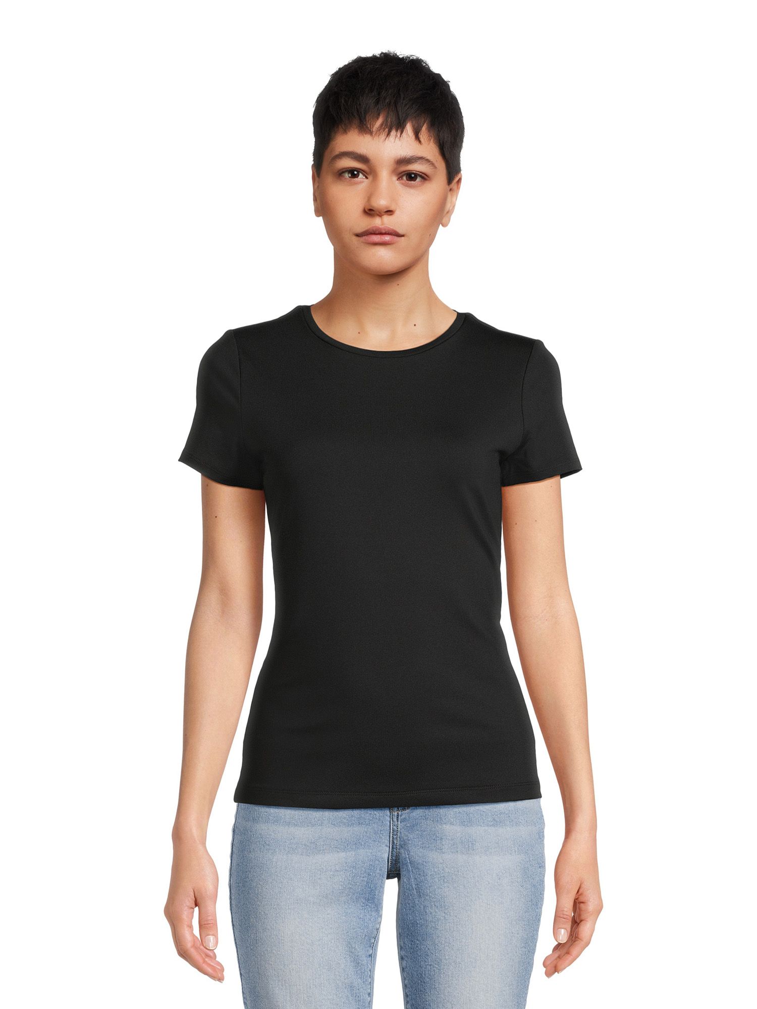 Time and Tru Women's Smoothing Tee with Short Sleeves, Sizes XS-XXXL | Walmart (US)