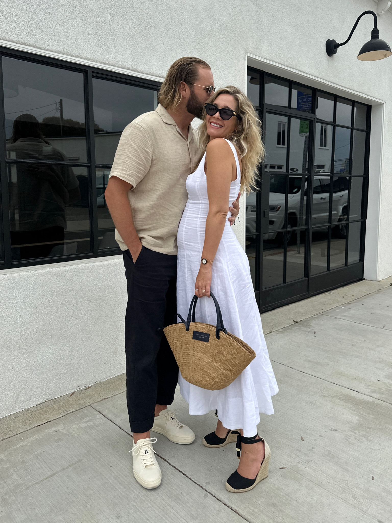 Linen dress & black espadrille wedges; raffia bag 

#LTKstyletip #LTKitbag #LTKbump