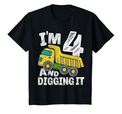 Kids Four Construction 4th Birthday Gifts Fourth Boy 4 Years Old T-Shirt | Amazon (US)