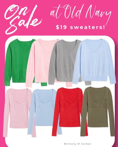 On Sale Now at Old Navy until 2/19!

$19 V neck sweaters and sweetheart neckline sweaters!

Spring colors. Pink. Green. Gray. Blue. Red. Sweater sale. Fitted rib knit sweater cardigan. Loose fitting v-neck sweater for women.

#LTKU #LTKfindsunder50 #LTKsalealert