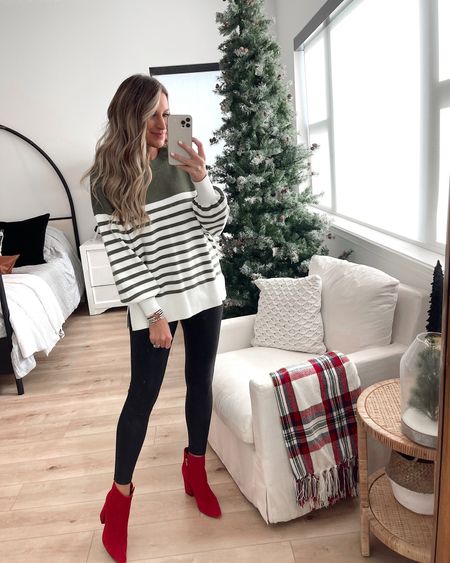 In a small green and white stripe sweater for winter from Amazon - fits TTS.
#christmas

#LTKSeasonal #LTKunder50 #LTKHoliday