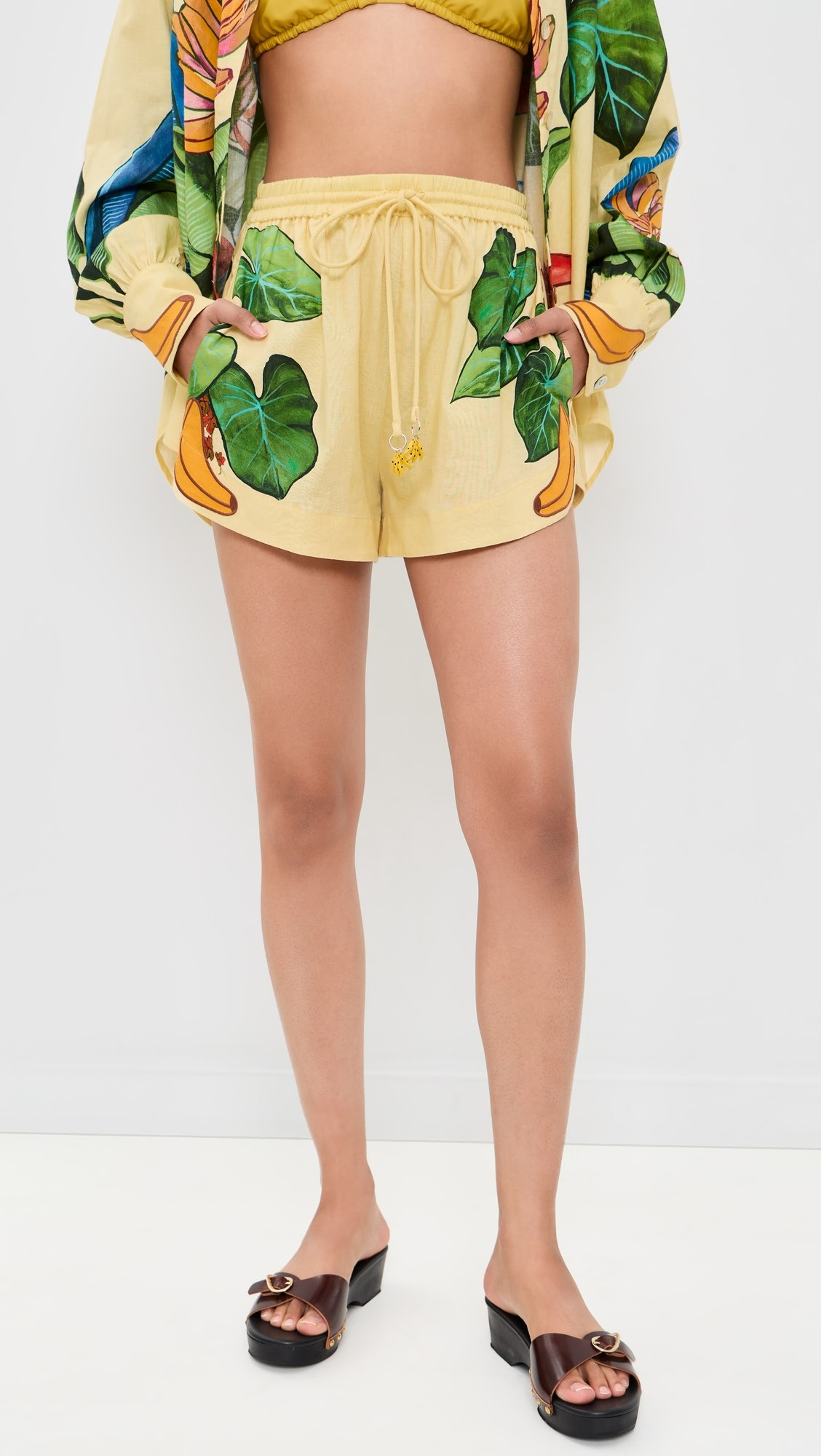 Yellow Banana Grapes Drawstring Shorts | Shopbop
