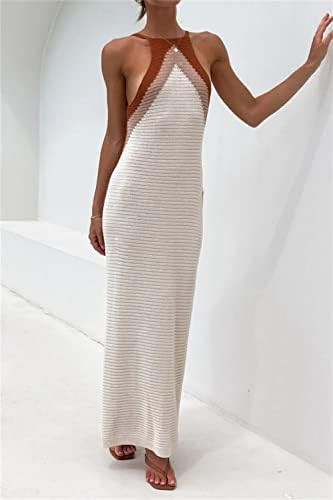 Women Spaghetti Strap Bodycon Knit Dress V Neck Sleeveless Stripe Print Tank Dress for Summer Clu... | Amazon (US)