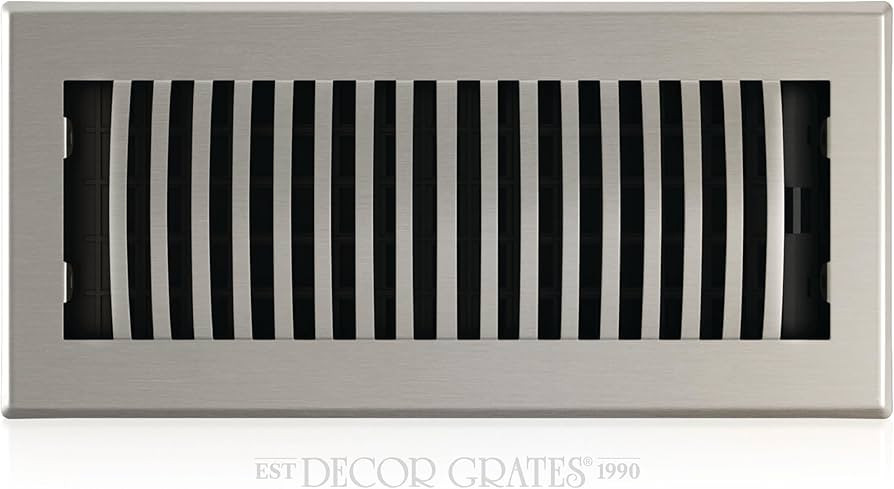 Decor Grates LAH410-NKL Louvered Floor Register, 4x10 Inches, Brushed Nickel | Amazon (CA)