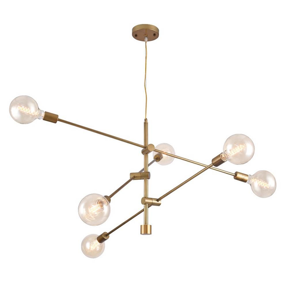 Warehouse of Tiffany Rasmo Satin Gold 6-Light Chandelier | The Home Depot