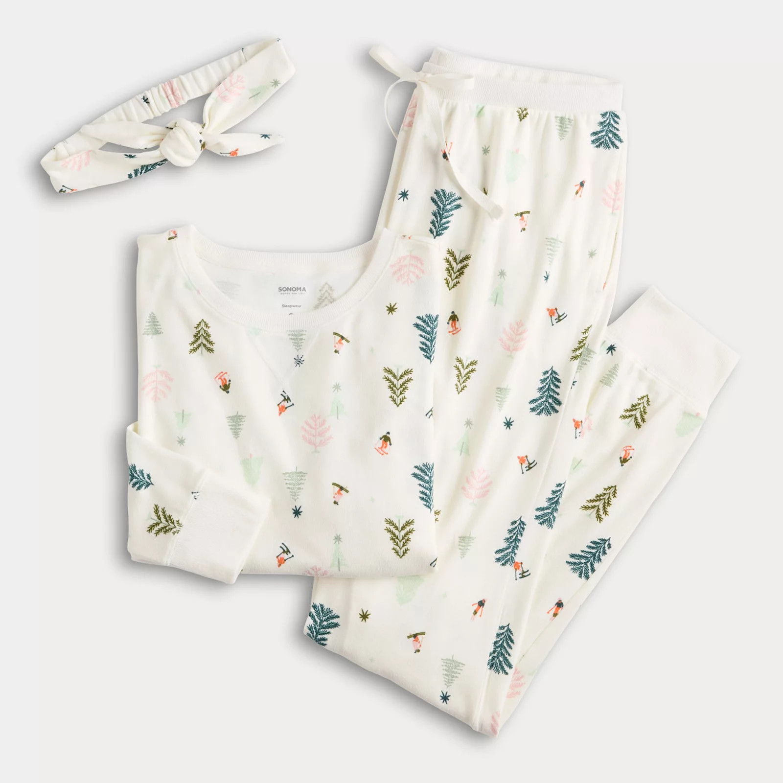Women's Sonoma Goods For Life® 3-pc. Pajama Top, Pajama Bottoms & Headband Set | Kohl's